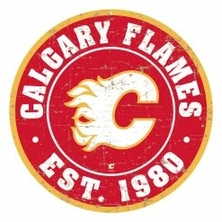 Mustang CALGARY FLAMES DISTRESSED WALL SIGN