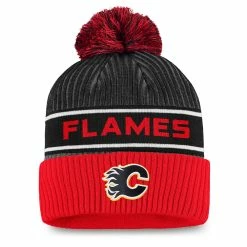 CALGARY FLAMES FANATICS MEN'S AUTHENTIC PRO LOCKER ROOM BEANIE CUFF POM TOQUE