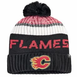 CALGARY FLAMES FANATICS MEN'S RINKSIDE GOALIE POM BEANIE TOQUE