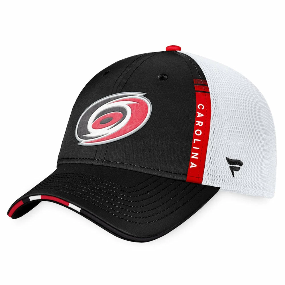 CAROLINA HURRICANES FANATICS AUTHENTIC PRO 2022 NHL DRAFT STRUCTURED TRUCKER HAT 1 CAROLINA HURRICANES FANATICS AUTHENTIC PRO 2022 NHL DRAFT STRUCTURED TRUCKER HAT