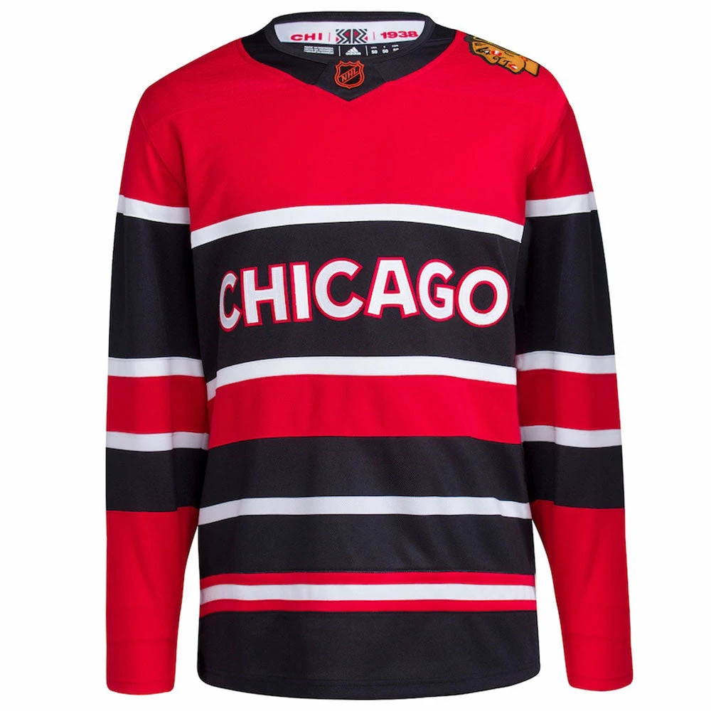 CHICAGO BLACKHAWKS ADIDAS ADIZERO PRIMEGREEN AUTHENTIC REVERSE RETRO 2.0 JERSEY 1 CHICAGO BLACKHAWKS ADIDAS ADIZERO PRIMEGREEN AUTHENTIC REVERSE RETRO 2.0 JERSEY