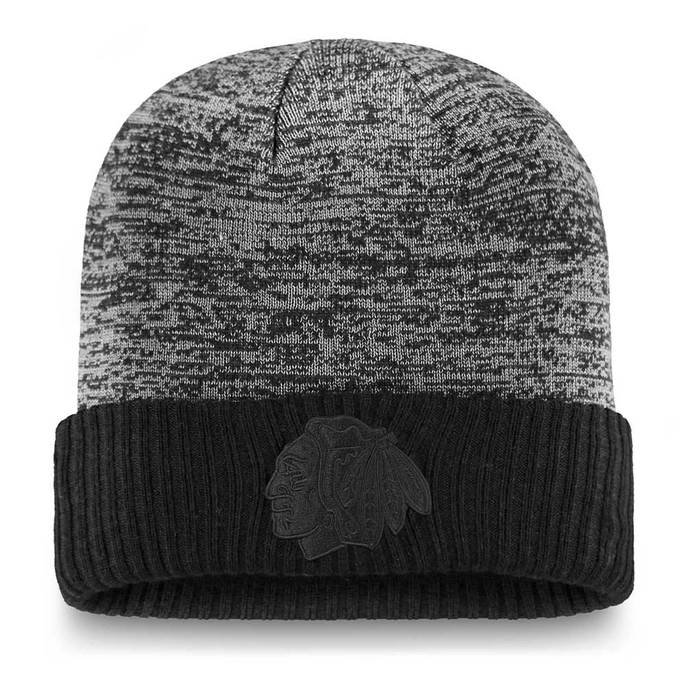 CHICAGO BLACKHAWKS FANATICS MEN'S AUTHENTIC PRO BLACK ICE BEANIE CUFF TOQUE 1 CHICAGO BLACKHAWKS FANATICS MEN'S AUTHENTIC PRO BLACK ICE BEANIE CUFF TOQUE