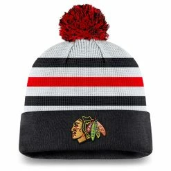 CHICAGO BLACKHAWKS FANATICS MEN'S AUTHENTIC PRO DRAFT CUFFED KNIT POM TOQUE