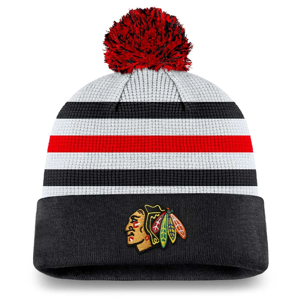 CHICAGO BLACKHAWKS FANATICS MEN'S AUTHENTIC PRO DRAFT CUFFED KNIT POM TOQUE 1 CHICAGO BLACKHAWKS FANATICS MEN'S AUTHENTIC PRO DRAFT CUFFED KNIT POM TOQUE