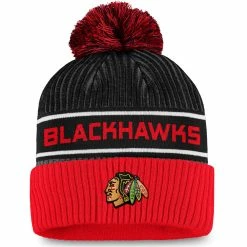 CHICAGO BLACKHAWKS FANATICS MEN'S AUTHENTIC PRO LOCKER ROOM BEANIE CUFF POM TOQUE