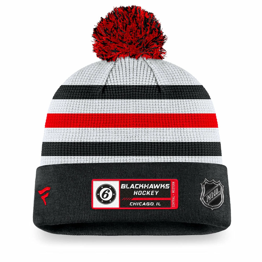CHICAGO BLACKHAWKS FANATICS MEN'S AUTHENTIC PRO DRAFT CUFF POM KNIT TOQUE 2 CHICAGO BLACKHAWKS FANATICS MEN'S AUTHENTIC PRO DRAFT CUFF POM KNIT TOQUE - Image 2