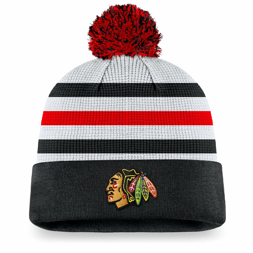 CHICAGO BLACKHAWKS FANATICS MEN'S AUTHENTIC PRO DRAFT CUFF POM KNIT TOQUE 1 CHICAGO BLACKHAWKS FANATICS MEN'S AUTHENTIC PRO DRAFT CUFF POM KNIT TOQUE