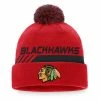 CHICAGO BLACKHAWKS FANATICS MEN'S AUTHENTIC PRO LOCKER ROOM BEANIE CUFF POM TOQUE