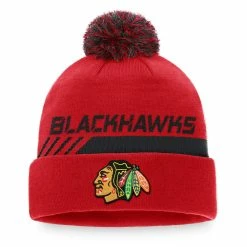CHICAGO BLACKHAWKS FANATICS MEN'S AUTHENTIC PRO LOCKER ROOM BEANIE CUFF POM TOQUE