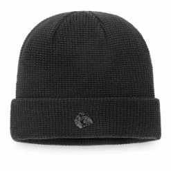 CHICAGO BLACKHAWKS FANATICS MEN'S BLACK ICE CUFF BEANIE TOQUE