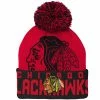 Outer Stuff CHICAGO BLACKHAWKS KID'S REDLINE CUFFED POM KNIT TOQUE