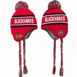 Outer Stuff CHICAGO BLACKHAWKS KID'S WORDMARK TASSEL KNIT TOQUE