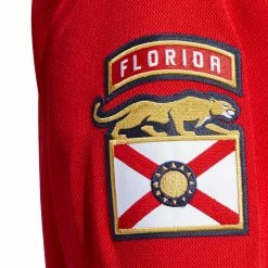 FLORIDA PANTHERS ADIDAS ADIZERO PRIMEGREEN AUTHENTIC RED HOME JERSEY -Atlantic Division Shop FLORIDA PANTHERS ADIDAS ADIZERO PRIMEGREEN AUTHENTIC RED HOME JERSEY SHOULDER PATCH