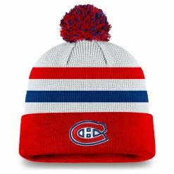 MONTREAL CANADIENS FANATICS MEN'S AUTHENTIC PRO DRAFT CUFFED KNIT POM TOQUE