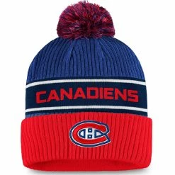MONTREAL CANADIENS FANATICS MEN'S AUTHENTIC PRO LOCKER ROOM BEANIE CUFF POM TOQUE