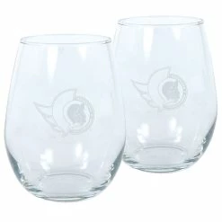Mustang OTTAWA SENATORS 17OZ STEMLESS WINE GLASS SET - 2 PACK