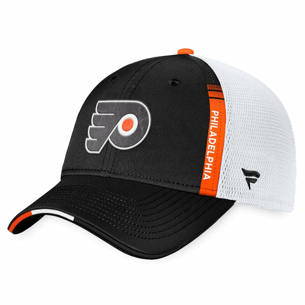 PHILADELPHIA FLYERS FANATICS AUTHENTIC PRO 2022 NHL DRAFT STRUCTURED TRUCKER HAT 1 PHILADELPHIA FLYERS FANATICS AUTHENTIC PRO 2022 NHL DRAFT STRUCTURED TRUCKER HAT