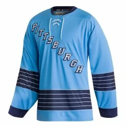 PITTSBURGH PENGUINS ADIDAS TEAM CLASSICS ADULT BABY BLUE HOCKEY JERSEY