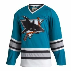 SAN JOSE SHARKS ADIDAS TEAM CLASSICS ADULT TEAL HOCKEY JERSEY