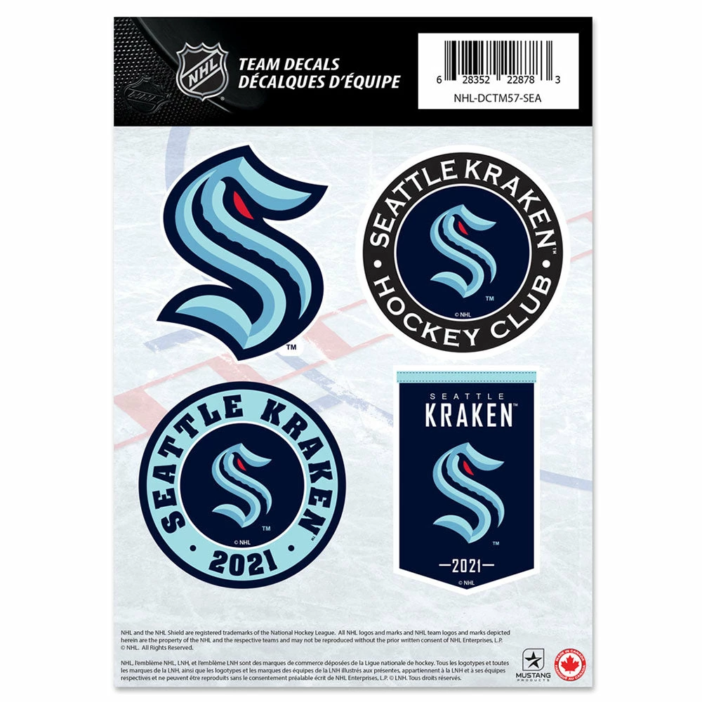 Mustang SEATTLE KRAKEN 5" X 7" MINI DECAL SET 1 Mustang SEATTLE KRAKEN 5" X 7" MINI DECAL SET