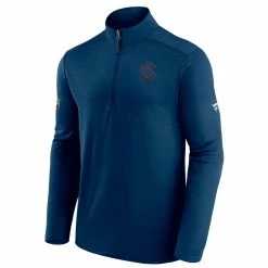 SEATTLE KRAKEN FANATICS MEN'S AUTHENTIC PRO TRAVEL TRAIN 1/4 ZIP TOP