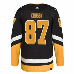 SIDNEY CROSBY PITTSBURGH PENGUINS ADIDAS ADIZERO PRIMEGREEN AUTHENTIC BLACK THIRD JERSEY