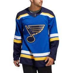 ST. LOUIS BLUES ADIDAS ADIZERO PRIMEGREEN AUTHENTIC BLUE HOME JERSEY 8 ST. LOUIS BLUES ADIDAS ADIZERO PRIMEGREEN AUTHENTIC BLUE HOME JERSEY -Atlantic Division Shop ST LOUIS BLUES ADIDAS ADIZERO PRIMEGREEN AUTHENTIC BLUEHOME JERSEY MODEL FRONT