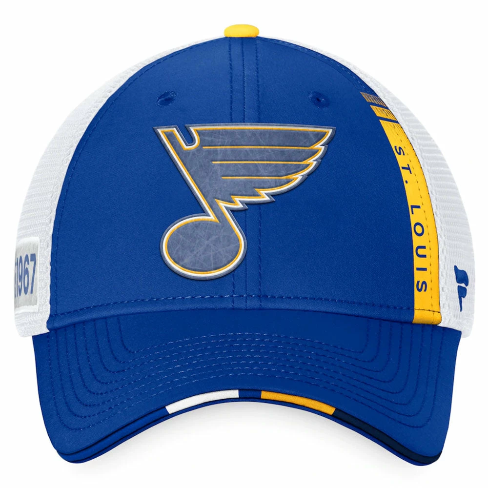 ST. LOUIS BLUES FANATICS AUTHENTIC PRO 2022 NHL DRAFT STRUCTURED TRUCKER HAT 2 ST. LOUIS BLUES FANATICS AUTHENTIC PRO 2022 NHL DRAFT STRUCTURED TRUCKER HAT - Image 2