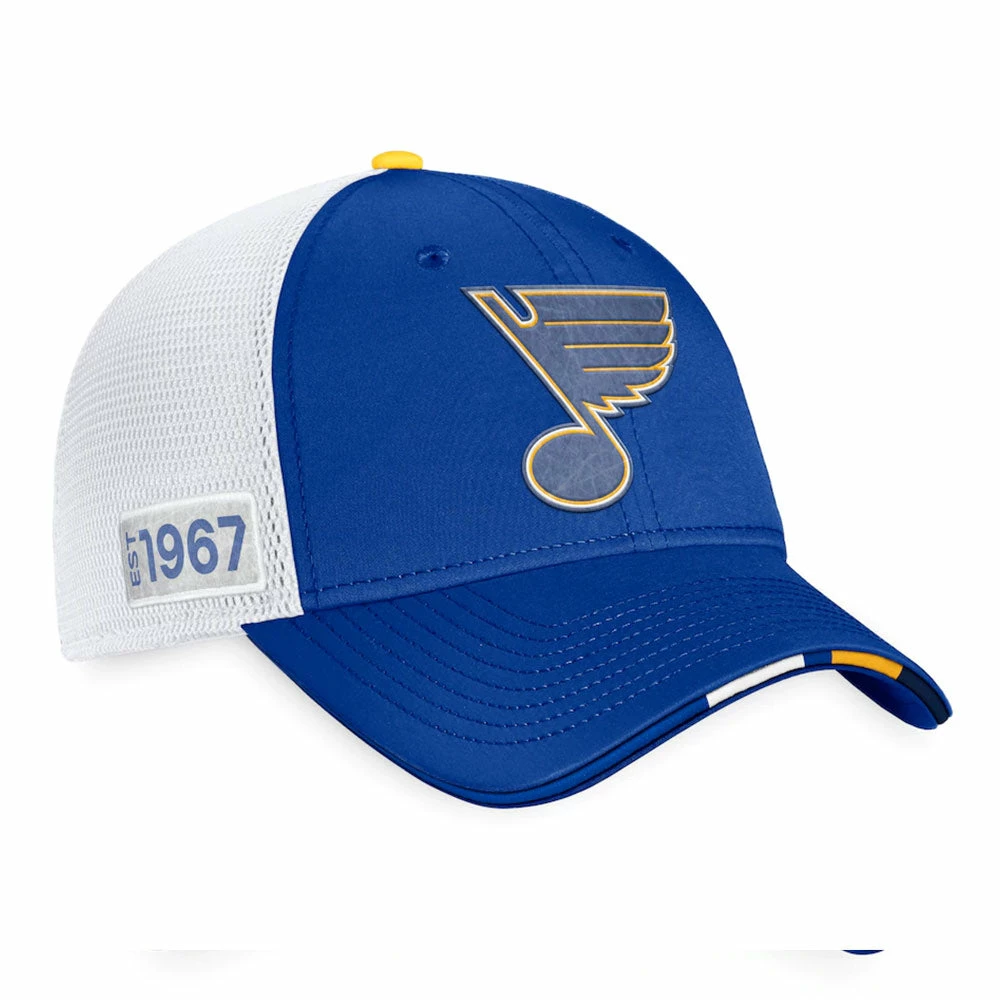 ST. LOUIS BLUES FANATICS AUTHENTIC PRO 2022 NHL DRAFT STRUCTURED TRUCKER HAT 3 ST. LOUIS BLUES FANATICS AUTHENTIC PRO 2022 NHL DRAFT STRUCTURED TRUCKER HAT - Image 3