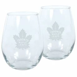 Mustang TORONTO MAPLE LEAFS 17OZ STEMLESS WINE GLASS SET - 2 PACK