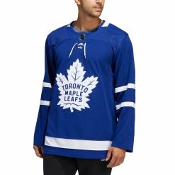 TORONTO MAPLE LEAFS ADIDAS ADIZERO PRIMEGREEN AUTHENTIC BLUE HOME JERSEY -Atlantic Division Shop TORONTO MAPLE LEAFS ADIDAS ADIZERO PRIMEGREEN AUTHENTIC BLUEHOME JERSEY MODEL FRONT