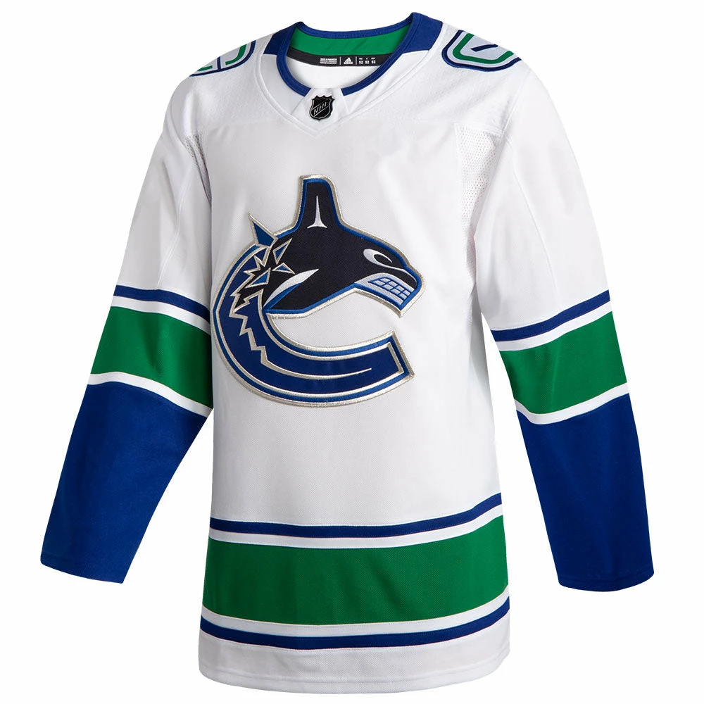 VANCOUVER CANUCKS ADIDAS ADIZERO PRIMEGREEN AUTHENTIC WHITE AWAY JERSEY 1 VANCOUVER CANUCKS ADIDAS ADIZERO PRIMEGREEN AUTHENTIC WHITE AWAY JERSEY