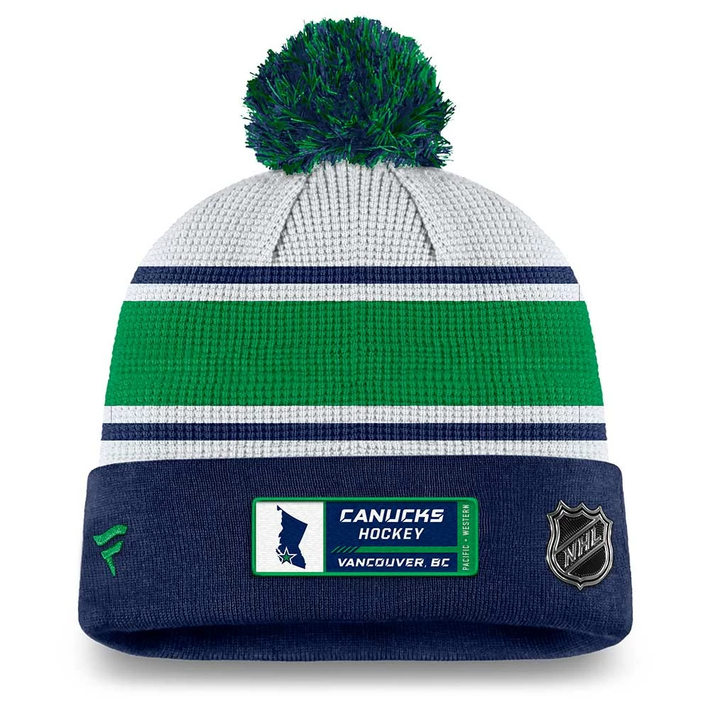 VANCOUVER CANUCKS FANATICS MEN'S AUTHENTIC PRO DRAFT CUFFED KNIT POM TOQUE 2 VANCOUVER CANUCKS FANATICS MEN'S AUTHENTIC PRO DRAFT CUFFED KNIT POM TOQUE - Image 2