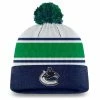 VANCOUVER CANUCKS FANATICS MEN'S AUTHENTIC PRO DRAFT CUFFED KNIT POM TOQUE
