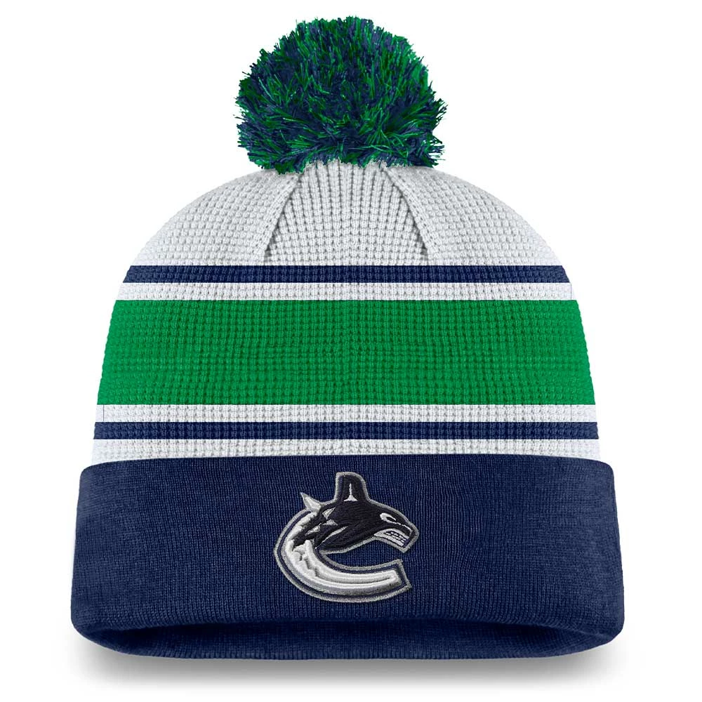 VANCOUVER CANUCKS FANATICS MEN'S AUTHENTIC PRO DRAFT CUFFED KNIT POM TOQUE 1 VANCOUVER CANUCKS FANATICS MEN'S AUTHENTIC PRO DRAFT CUFFED KNIT POM TOQUE