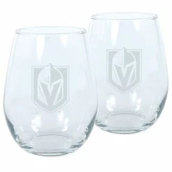 Mustang VEGAS GOLDEN KNIGHTS 17OZ STEMLESS WINE GLASS SET - 2 PACK