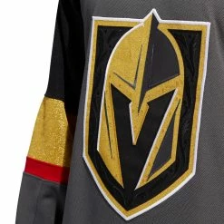 VEGAS GOLDEN KNIGHTS ADIDAS ADIZERO PRIMEGREEN AUTHENTIC GREY HOME JERSEY -Atlantic Division Shop VEGAS GOLDEN KNIGHTS ADIDAS ADIZERO PRIMEGREEN AUTHENTIC GREY HOME JERSEY LOGO CREST