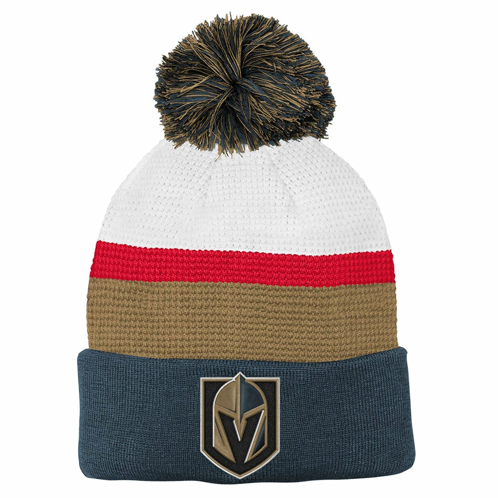 Outerstuff VEGAS GOLDEN KNIGHTS KID'S AP DRAFT LOCKER ROOM CUFFED POM TOQUE 1 Outerstuff VEGAS GOLDEN KNIGHTS KID'S AP DRAFT LOCKER ROOM CUFFED POM TOQUE