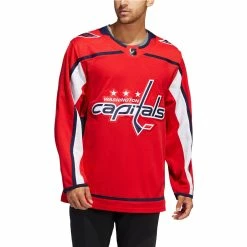 WASHINGTON CAPITALS ADIDAS ADIZERO PRIMEGREEN AUTHENTIC RED HOME JERSEY -Atlantic Division Shop WASHINGTON CAPITALS ADIDAS ADIZERO PRIMEGREEN AUTHENTIC RED HOME JERSEY MODEL FRONT