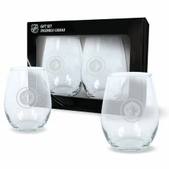 Mustang WINNIPEG JETS 2 PACK STEMLESS WINE GLASS SET