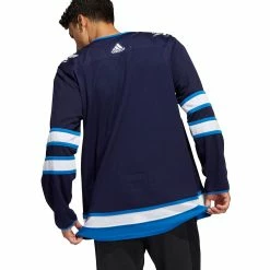 WINNIPEG JETS ADIDAS ADIZERO PRIMEGREEN AUTHENTIC NAVY HOME JERSEY -Atlantic Division Shop WINNIPEG JETS ADIDAS ADIZERO PRIMEGREEN AUTHENTIC NAVY HOME JERSEY MODEL BACK