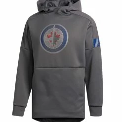 WINNIPEG JETS ADIDAS MEN'S GAME MODE PO HOODIE - GREY