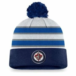 WINNIPEG JETS FANATICS MEN'S AUTHENTIC PRO DRAFT CUFF POM KNIT TOQUE